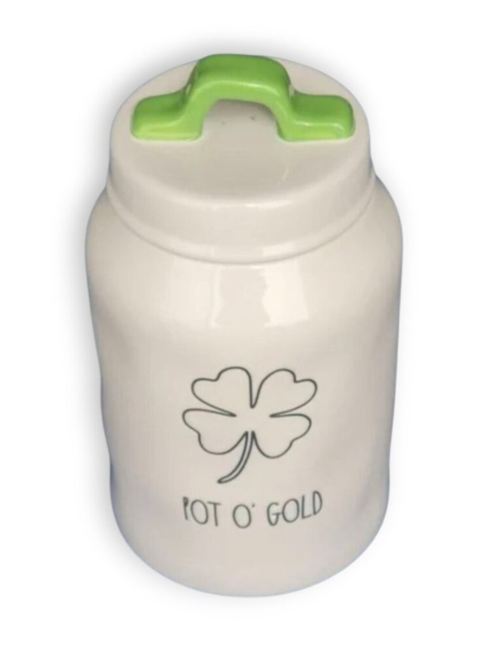 Rae Dunn Pot O' Gold Tall White Large Ceramic Canister with Lid